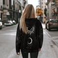 thumbnail image 3 of FOR U DESIGNS Black Galaxy Women Hoodies Oversized Long Sleeve Basic Sweatshirts Pullover Sweater Outfits Size M Women Activewear Down-Shoulder Collar Tops Winter, 3 of 7