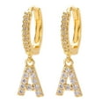 thumbnail image 1 of Pendientes de aro con inicial chapada en oro delicado Pendientes colgantes con letra del alfabeto Pendientes de gota con colgante inicial con letra brillante de diamantes de imitación para Wmkox8yi sjalhkljlk4775, 1 of 1