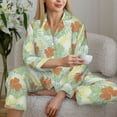 thumbnail image 6 of Balery Tropical Flowers Pattern Pajama Sets for Women Long Sleeve 2 Piece Sleepwear Loungewear Sets Soft PJ's with Pockets Long Sleeve Comfy Pj Sets-Small, 6 of 7