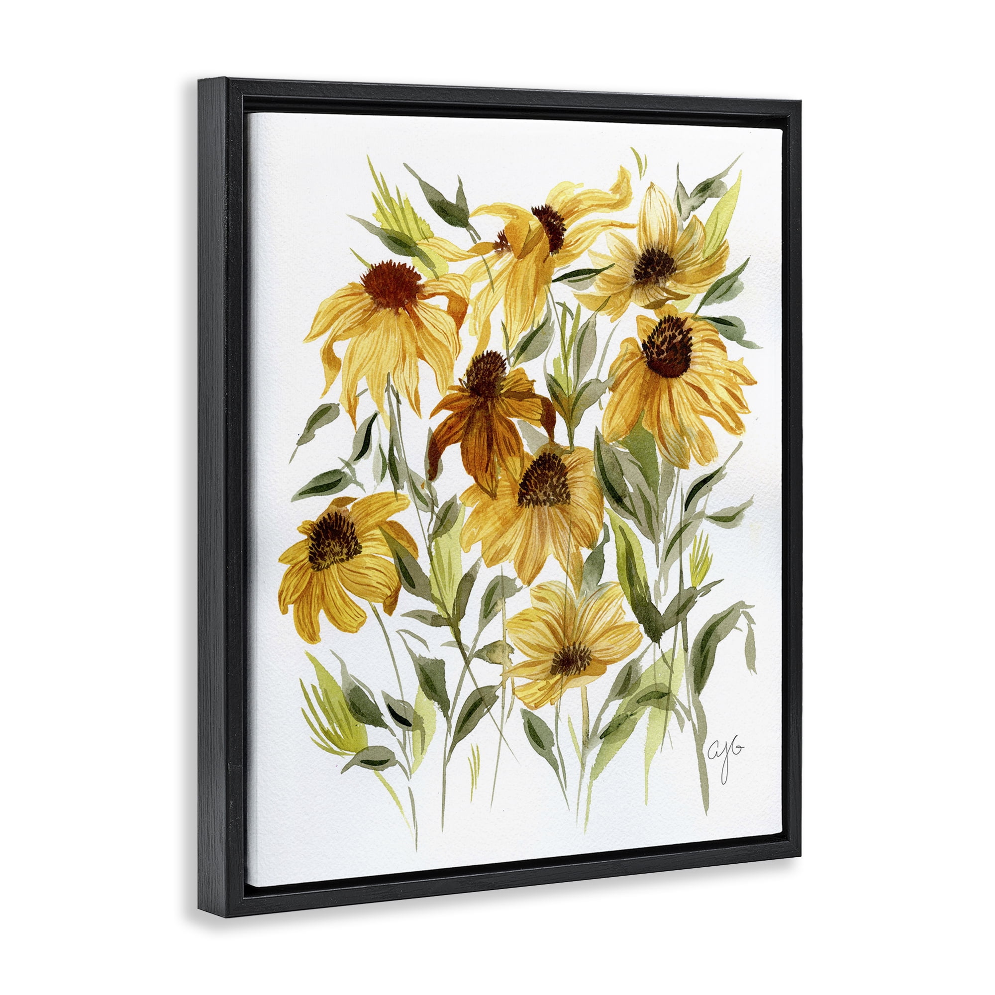 Stupell Industries Wild Rudbeckia Flowers Botanical & Floral Painting Black Floater Framed Art Print Wall Art, 25 x 31
