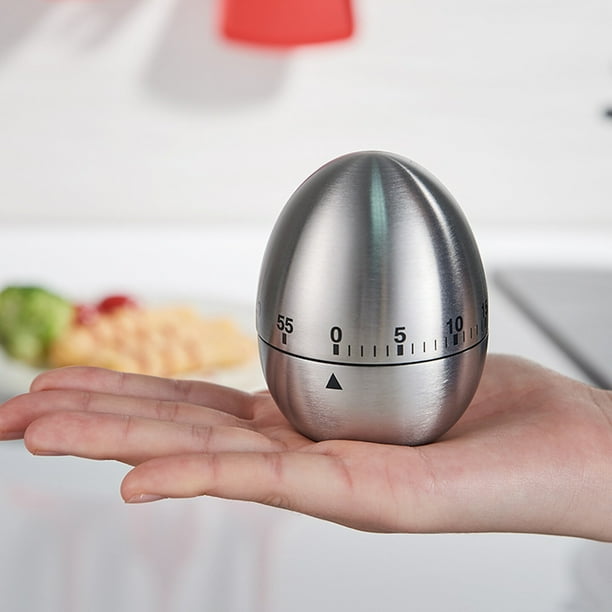 Minuteur de Cuisine Minuterie d'alarme cuisson cuisine en forme d'oeuf en  acier inoxydable 60 minutes 