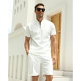 thumbnail image 2 of BUYJYA 2 Pieces Men's Tracksuit Casual Quarter Zip Shirt and Shorts Set for Beach Strolls Tennis Golf, 2 of 8
