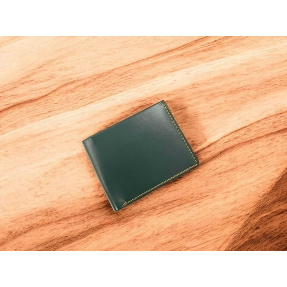 Mens Leather Bifold RFID Wallet Secure and Durable With Extra Capacity Gift for Men Minimalist Wallet| Handcrafted Cash Holder Green