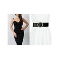 thumbnail image 5 of Cinturón de cintura de mujer plus size con hebilla de perlas falsas Inspire Chic, cinturones anchos de terciopelo vintage para vestido de 30.31-37.01" negro, 5 of 5