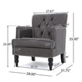thumbnail image 3 of GDF Studio Aurelia Contemporary Tufted Club Chair with Nailhead Trim, Slate Microfiber and Dark Brown, 3 of 11