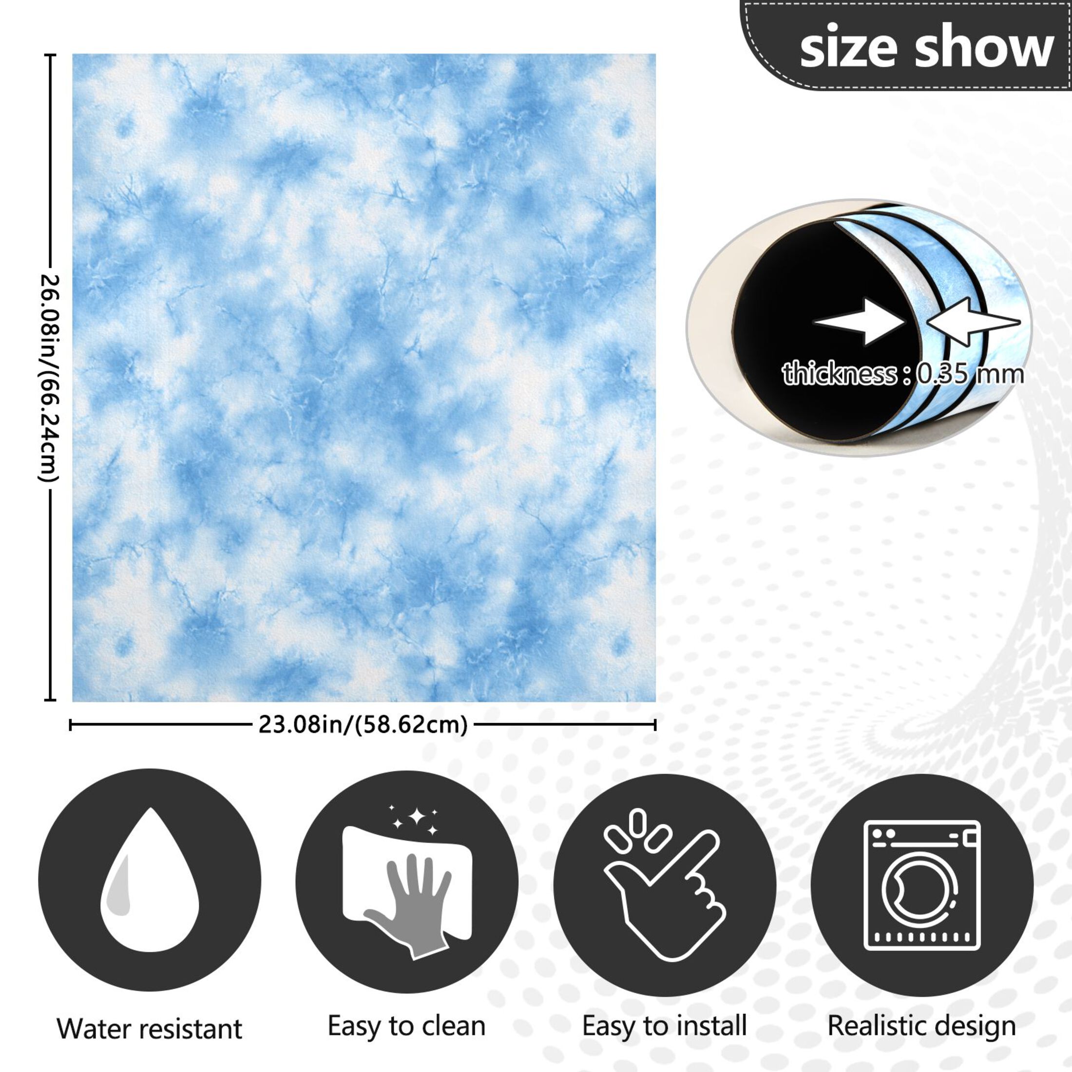 Dishwasher Magnetic Refrigerator Magnet Cover Sticker Home Decorative 23"x26" Light Blue Tie-dye Pattern