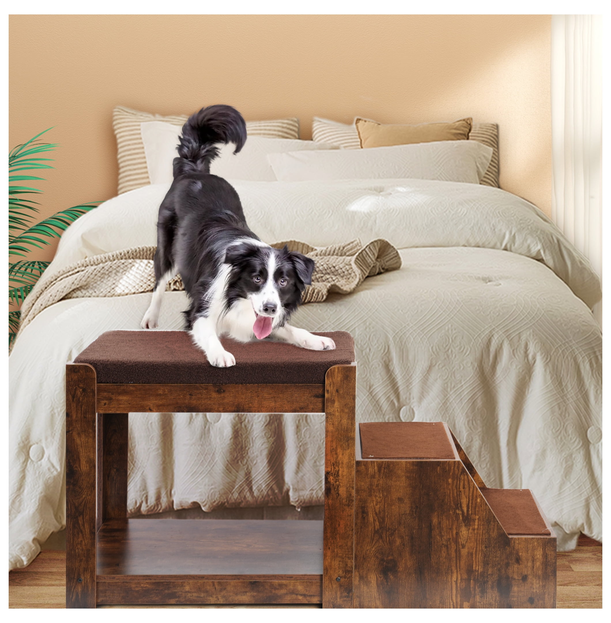 Pet Bunk Bed with Removable Step for Dogs and Cats, Multi-Level Bed Window Perch Seat Platform with Cushion and Cat Scratch Pad, Indoor Use