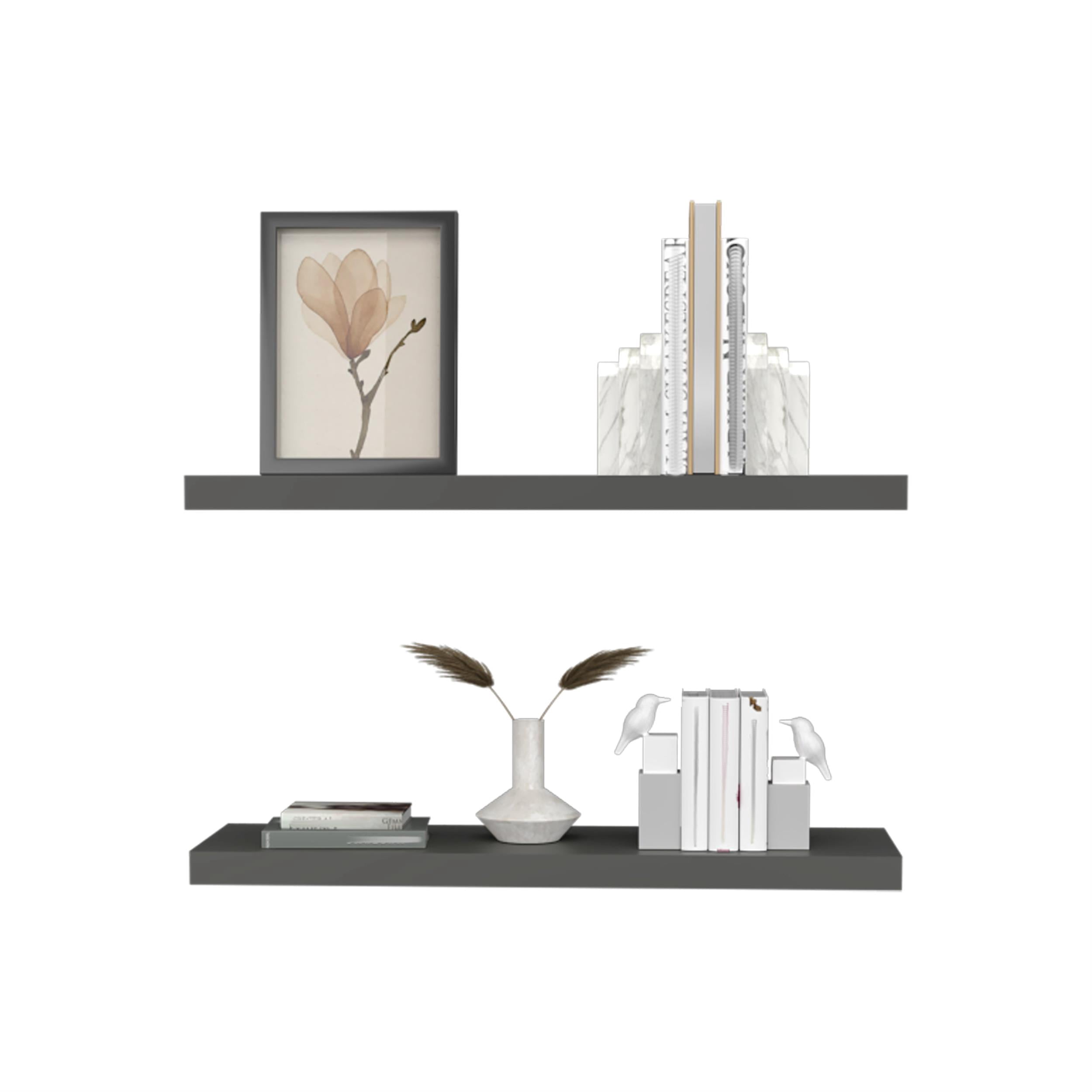 Ecco 31.5" Wide Floating Shelves  Set of 2 Engineered Wood Gray