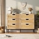 thumbnail image 1 of Natural rattan 6-cajón moderno cómoda: estilo rural de madera almacenamiento gabinete con metal legs - great para bedrooms & living rooms, 1 of 7
