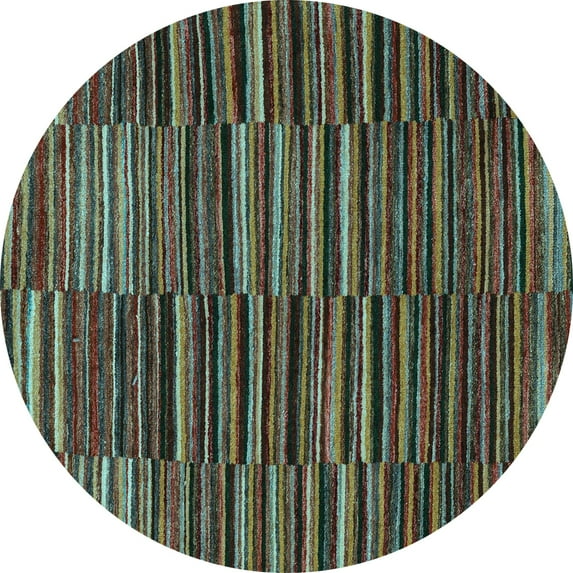 Ahgly Company Indoor Round Abstract Light Blue Modern Area Rugs, 6' Round