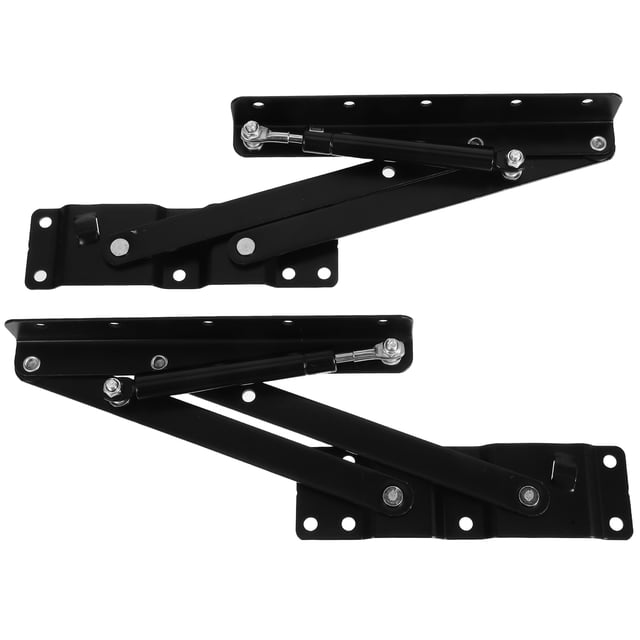 FESTFENDS 2Pcs Black Hydraulic Lift Table Hinges Foldable Bracket Heavy Duty Coldrolled Steel Hardware