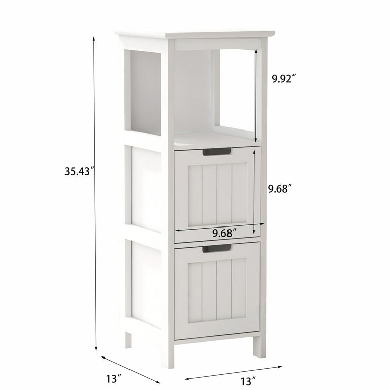 Bathroom Floor Cabinet with 2 Drawers and 1 Storage Shelf, Freestanding  Wood Storage Organizer Cabinet-White 