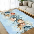 thumbnail image 4 of 8x10 Area Rugs, Blue Coastal Non-Skid Rubber Backing Large Rectangle Rugs - Living Room Bedroom Home Office, Summer Nautical Beach Conch Starfish Coral Indoor Floor Mat Carpets Washable Rug, 4 of 9