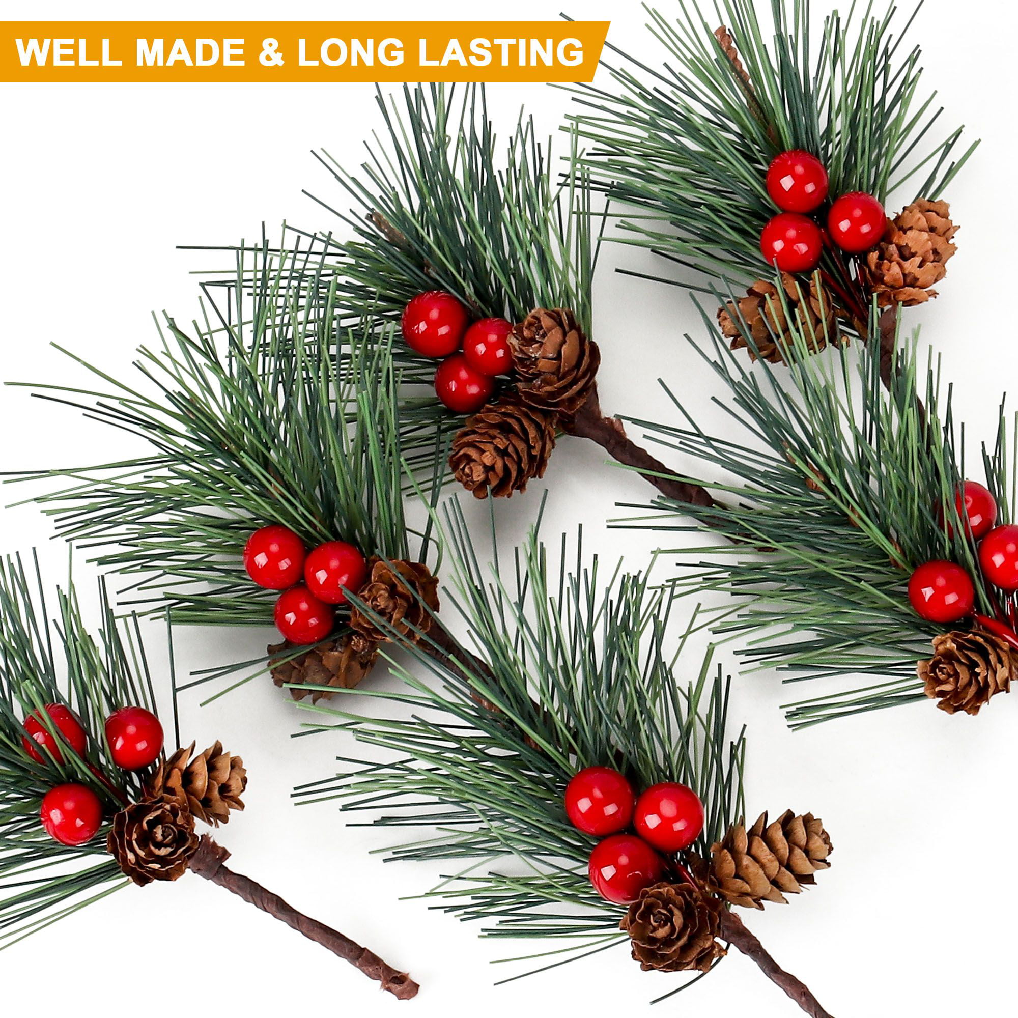 Factory Direct Craft Package of 6 Artificial Wispy Pine Stems for Holiday  Greenery | Christmas Seasonal Pine Stems for Indoor and Outdoor Decorations