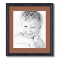 ArtToFrames 16x18" Matted Picture Frame with 12x14" Single Mat Photo Opening Framed in 1.25" Black Stain on Solid Red Oak and 2" Paloma Mat (FWM-4083-16x18)