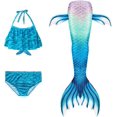 thumbnail image 4 of 3Pcs Mermaid Tails compatible Swimming compatible Girls Swimsuit Princess Bikini Costume Bathing Suits Set compatible Kids Gift_Gift Of G, 4 of 5