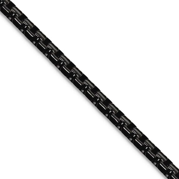 Stainless Steel Polished Black Ip Plated 3mm Flat Box Chain Necklace 24 Inch Chain Necklace for Women and Men