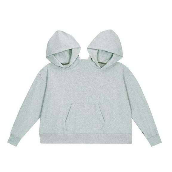 AOOOWER Couple Hoodie Solid Color Two Person Casual Loose Sweatshirt Long Sleeve Tops