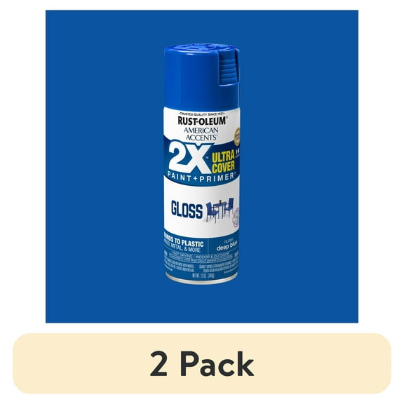 (2 pack) Deep Blue, Rust-Oleum American Accents 2X Ultra Cover Gloss Spray Paint-327878, 12 oz