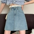 thumbnail image 6 of HJYCHN Women's High Waist A-line Jeans Skirt Elegant Casual Fashion with Button Design Short Skirt Casual Daily Wear Blue M, 6 of 6