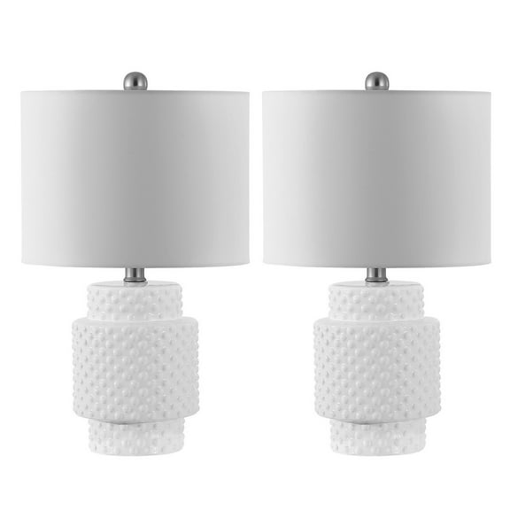 SAFAVIEH Sonter 21 in. Geometric Table Lamps, White, Set of 2