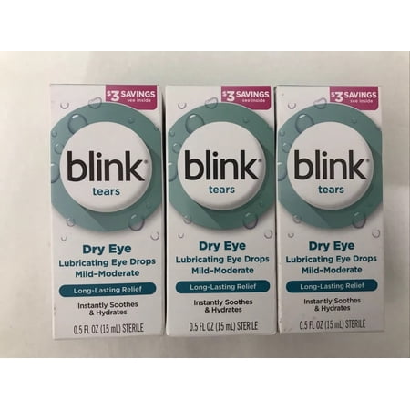 Blink Tears Lubricating Eye Drops Mild-Moderate Dry Eye 0.5 Oz Sterile, 5-Pack
