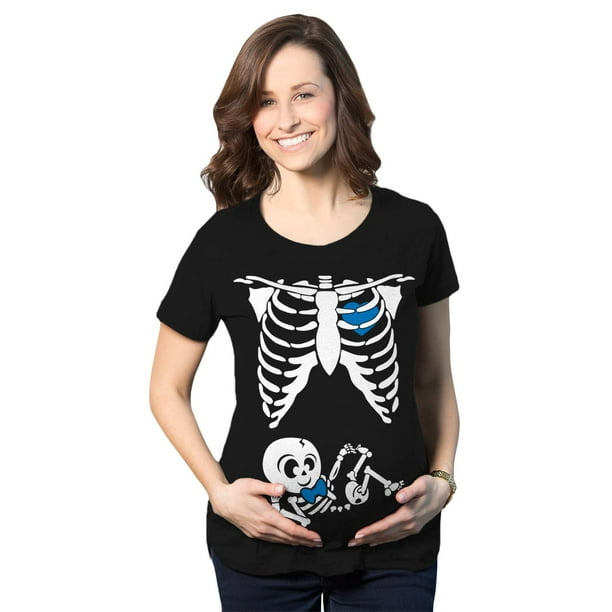 Camiseta de maternidad Crazy Dog Skeleton Halloween Black L