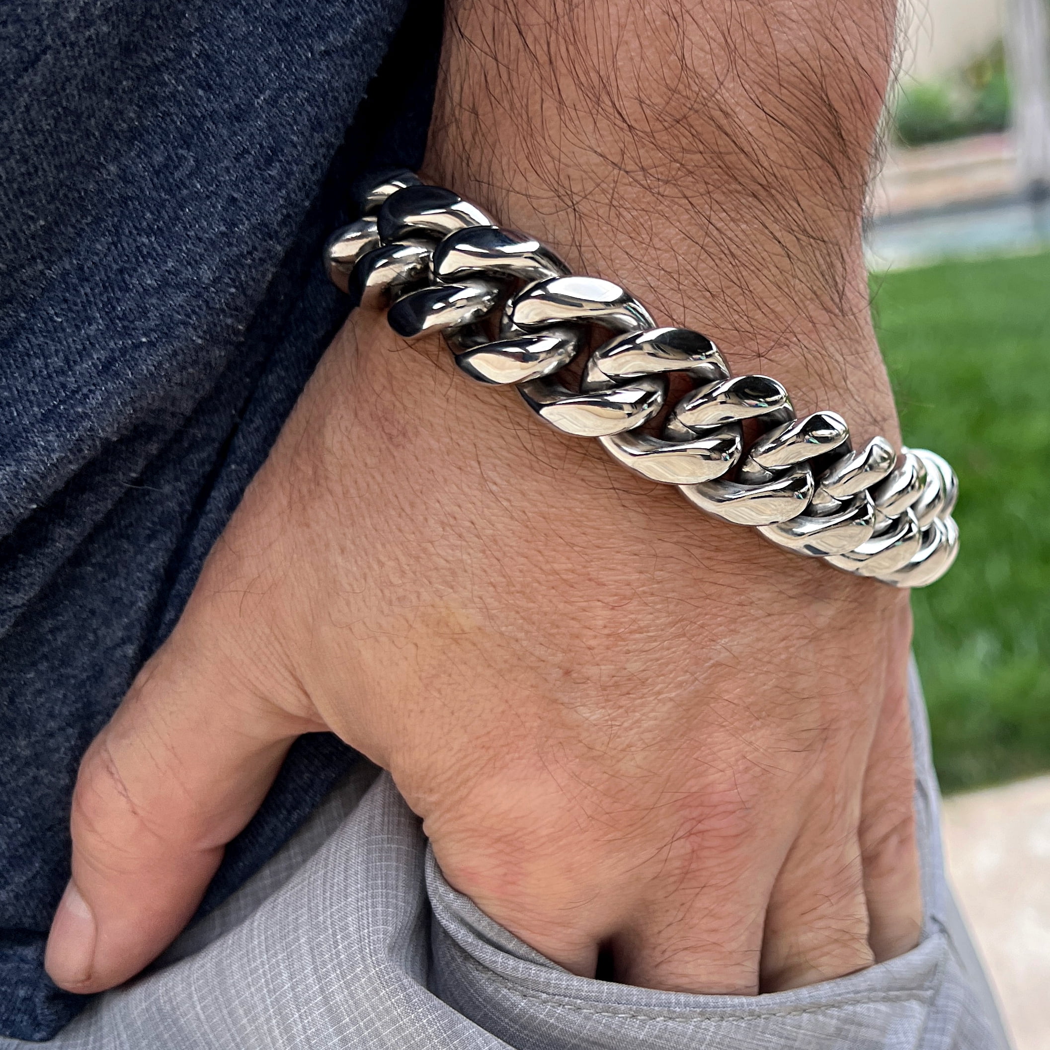 Men's 316L Stainless Steel Miami Cuban Link Heavy Solid Hip Hop Bracelet 20MM Thick 9.5"