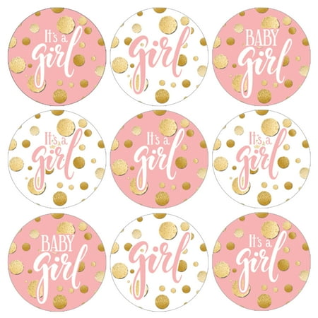 Pink Gold Girl Baby Shower Stickers 216ct Pink And Gold Its A Girl Pink Gold Girl Baby Shower Stickers 216ct Pink And Gold Its A Girl
