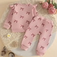 thumbnail image 4 of Duqingm Newborn Toddler Baby Girl Fall Winter Outfits Cute Bow Print Sweatshirts Tops Pants Clothing Sets,12-18 Months, 4 of 7