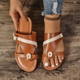 thumbnail image 6 of THDHVS Brown Sandals Women,Sandals for Women,Women's Fashion Casual Summer Style Solid Color Herringbone Slippers Flat Shoes Brown 7, 6 of 6