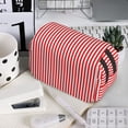 thumbnail image 7 of Sikiie Red And White Stripes Print Flip Double-layer Pencil Case, All-purpose Stationery Bag for Study and Office, Zipper Design, Unisex, 7 of 7