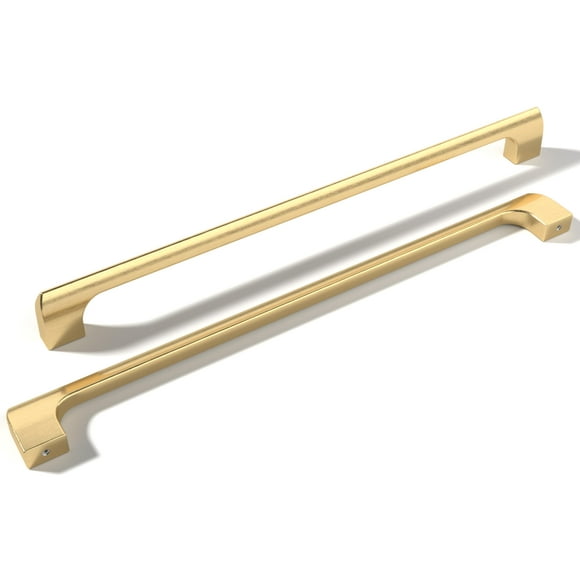 monti hardware / 1 Pack Poignées de Meuble en Métal Brossé Satin Doré 10 Pouces Trou Central / Poignées de Tiroir de Décoration Intérieure de Salle de Bain / Poignées de Meuble de Cuisine en Métal Inoxydable / Collection Etna