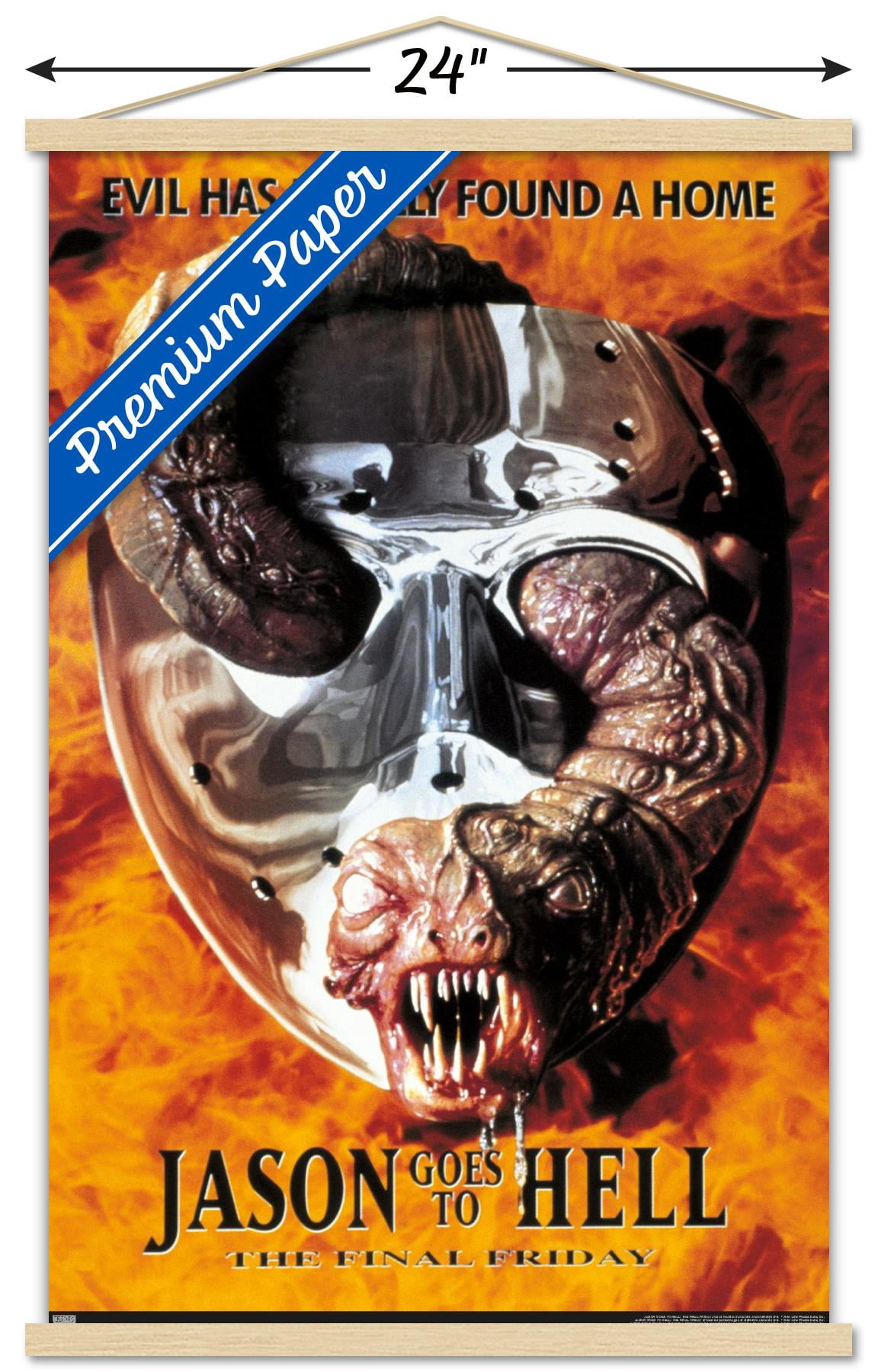 Friday The 13th: Jason Goes To Hell - One Sheet Wall Poster with Wooden Magnetic Frame, 22.375" x 34"
