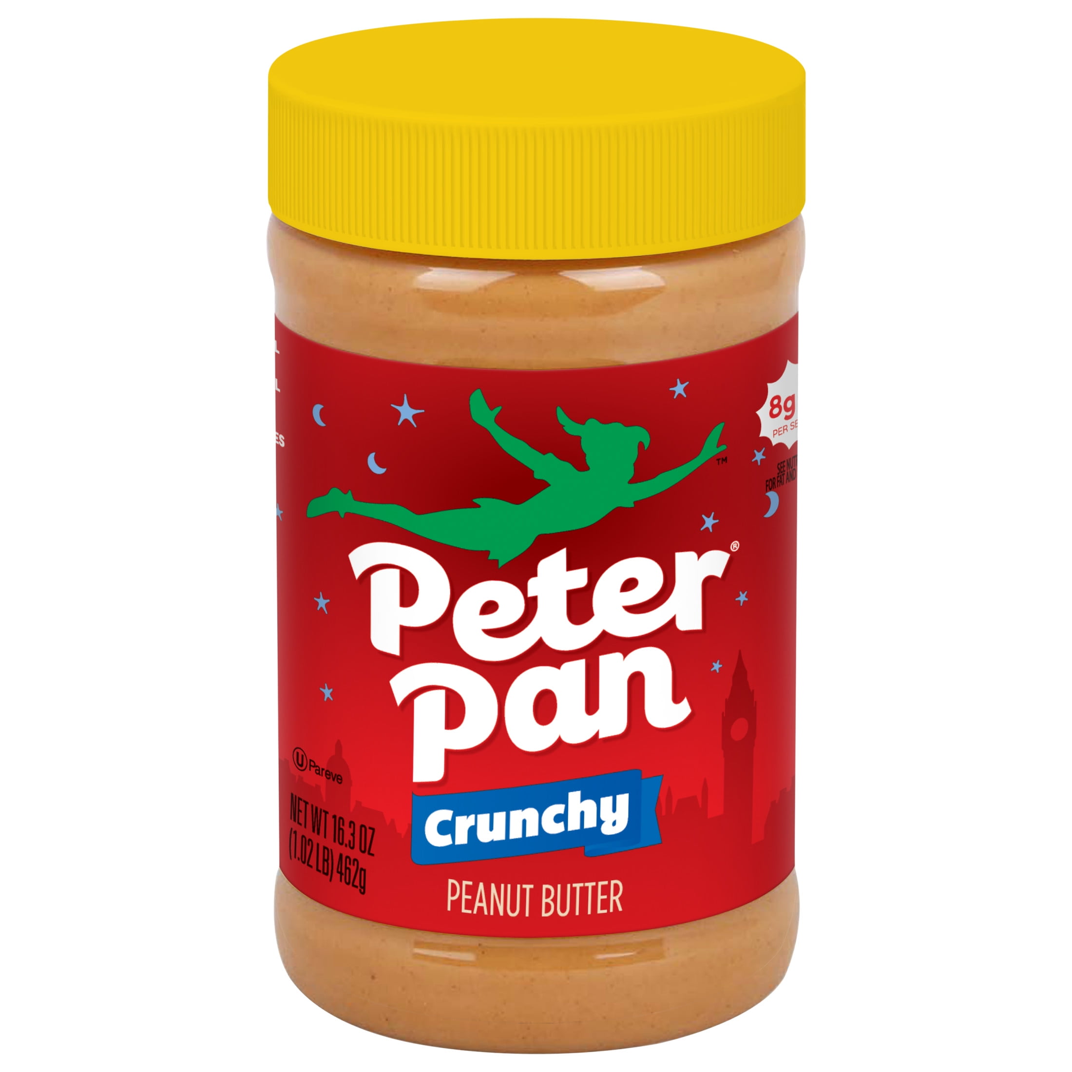 (2 pack) Peter Pan Crunchy Peanut Butter, Smooth, Gluten Free Peanut Butter, 16.3 oz Jar