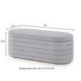 thumbnail image 6 of GZXS 43-Inch Teddy Fabric Storage Bench, Oval Upholstered Ottoman with Pressure Bar Lift – No Assembly Required – for Bedroom, Entryway, Living Room – Gray, 6 of 8