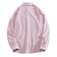 thumbnail image 2 of Camisas Deportivas Hombre Camisa informal de pana con un solo pecho para hombre, Otoño Invierno, solapa, playa, manga larga, vacaciones al libre (Pink, L), 2 of 5