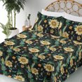 thumbnail image 3 of Ambesonne Vintage Fitted & Flat Sheet with Sham 3 Pcs Set, Sunflowers Corns Pattern, Twin, Earth Yellow Fern Green, 3 of 5
