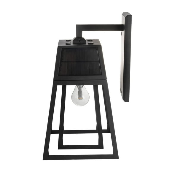 Gama Sonic Aria Solar Outdoor Wall Light Upscale Designer Grade Sconce Warm White 2700K LED Black Cast Aluminum and Glass for Durability 66B50010