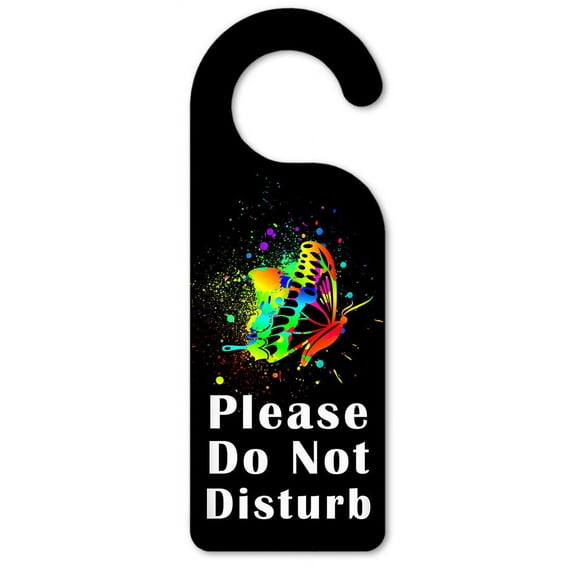 Do Not Disturb Door Knob Hanger Sign - Colorful Butterfly