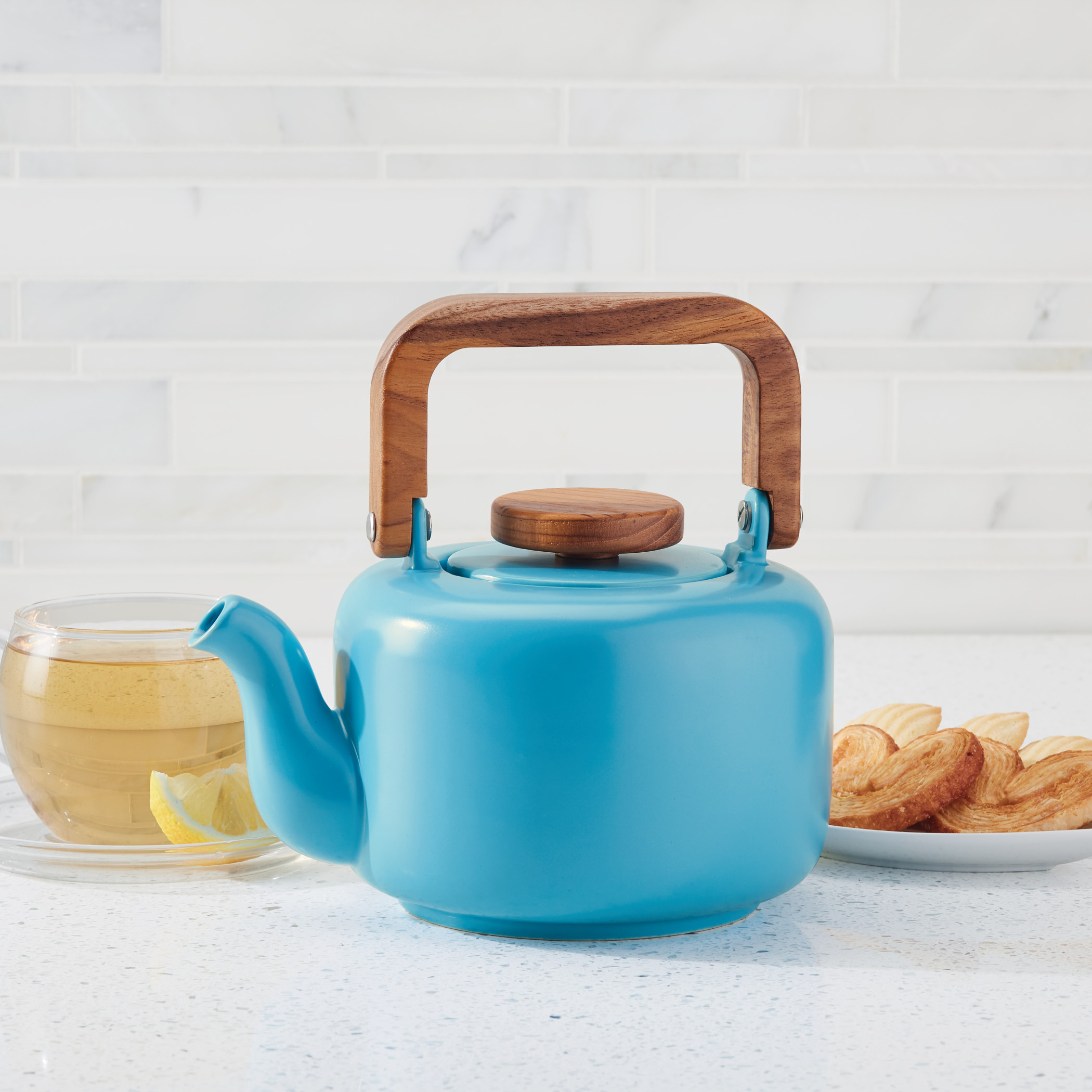 BonJour Ceramic Coffee and Tea 4-Cup Ceramic Teapot with Infuser, Aqua - image 3 of 7