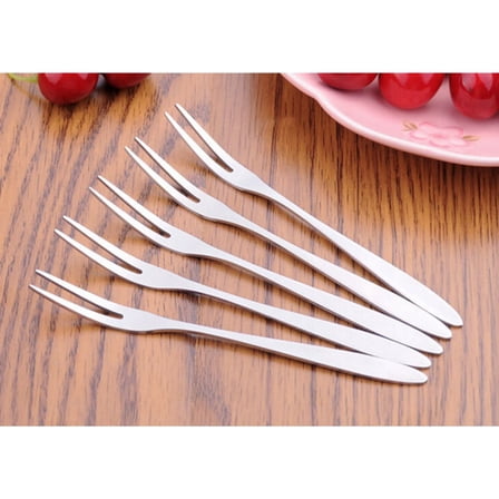 OFFIGAM Stainless Steel 6pcs Mini Two Prong Forks Set 12cm Appetizer Salad Dessert Tasting Forks Party Tableware Dishwasher Safe Silver