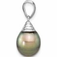 thumbnail image 2 of 14K White Gold 9-10mm Teardrop Black Saltwater Tahitian Pearl Pendant (22 X 9.8) Made In Canada -Jewelry By Sweet Pea, 2 of 7