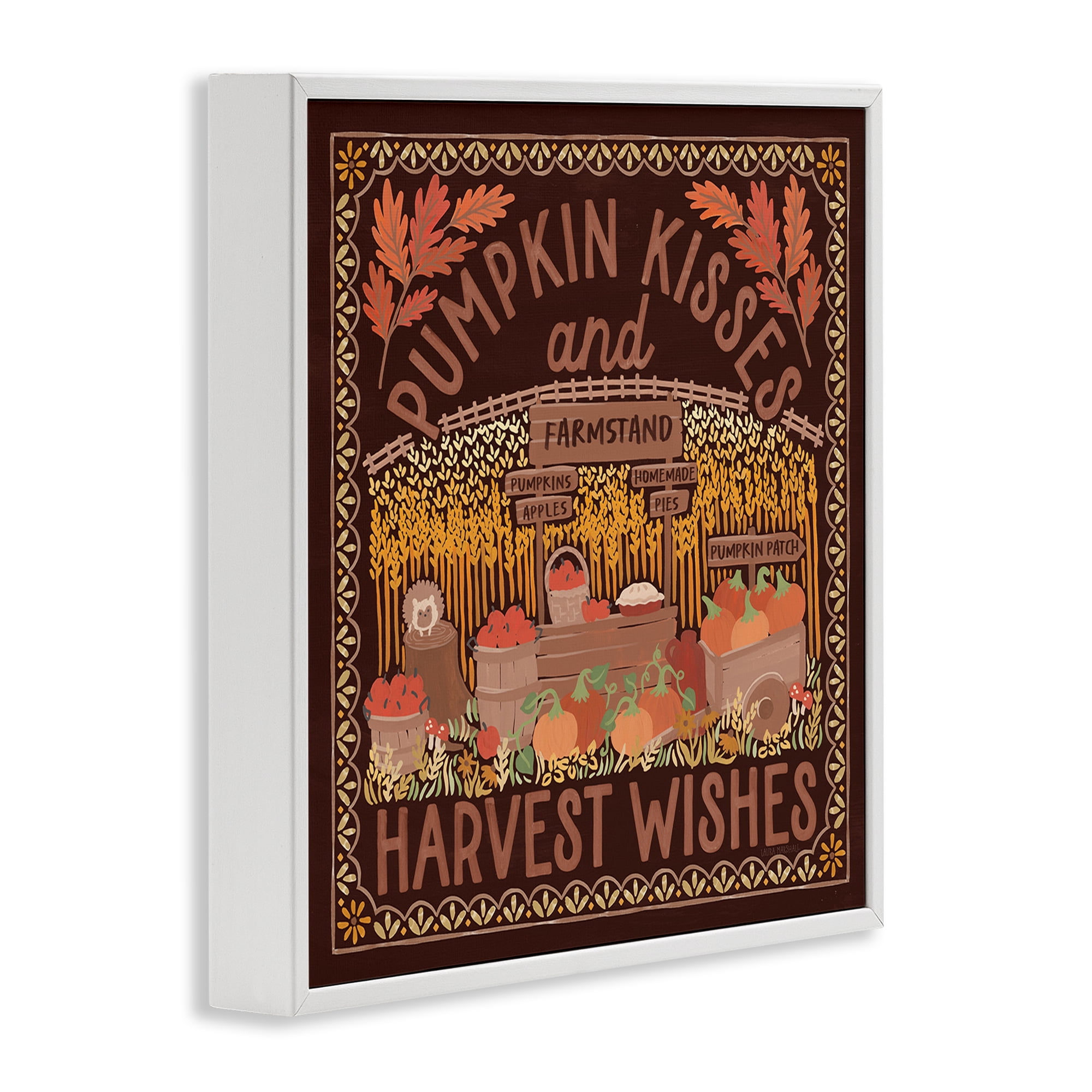 Stupell Industries Autumn Harvest Wishes Landscape Painting White Framed Art Print Wall Art, 17 x 17