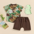 thumbnail image 7 of Okbabeha Toddler Baby Boy Summer Outfits Short Sleeve Dinosaur Pocket T-Shirt Camouflage Tops Shorts 2Pcs Kids Clothes Set, 7 of 7