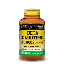 Mason Natural Beta Carotene, 7,500 mcg (25,000 IU), Antioxidant, Supports Immunity, 100 Softgels