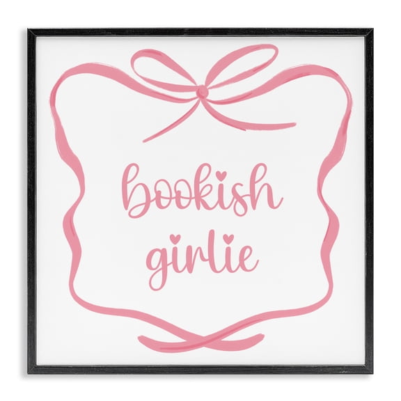 Stupell Industries Cottage Bookish Girlie with Bow Black Framed Giclee Art, 12 x 12, by Lucille Price
