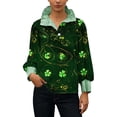 thumbnail image 2 of TaTaai Ladies St Patricks Print Blouse Long Sleeve Button Down Shirt Color Block Striped Collar Casual Top Loose Fit Gift, 2 of 6