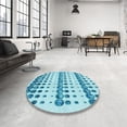 thumbnail image 4 of Ahgly Company Tapis d'Intérieur Lavable à la Machine, Carré, Transitionnel, Bleu Ivy Bleu, Tapis de Zone, 8 Pieds Carré, 4 of 7
