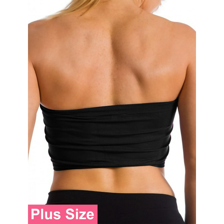 Tube Tops for Women,Black Bandeau Top Bodysuit with Built in Bra